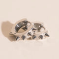 Spiked Chunky Huggie Hoop Earrings - Image 7