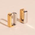 Chunky Rounded Rectangle Huggie Hoop Earrings 2