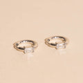 Titanium Baguette Crystal Rounded Huggie Hoop Earrings - FeatherTUFF™ 4