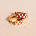 Checkered Chunky Huggie Hoop Earrings 1