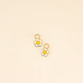 White Flower Huggie Hoop Charms 1