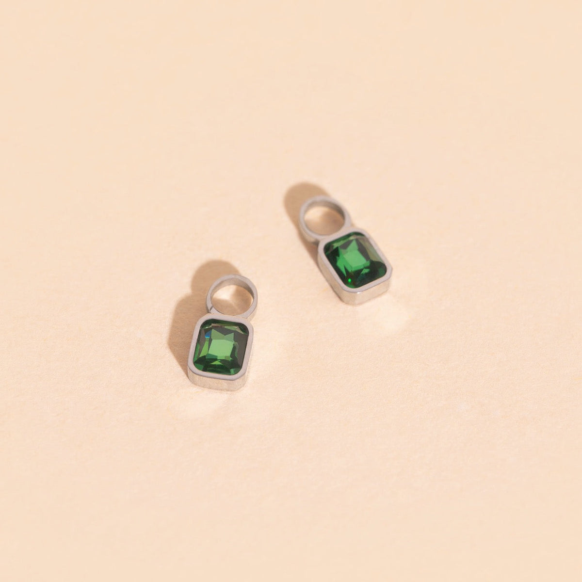 May Birthstone Huggie Hoop Charms