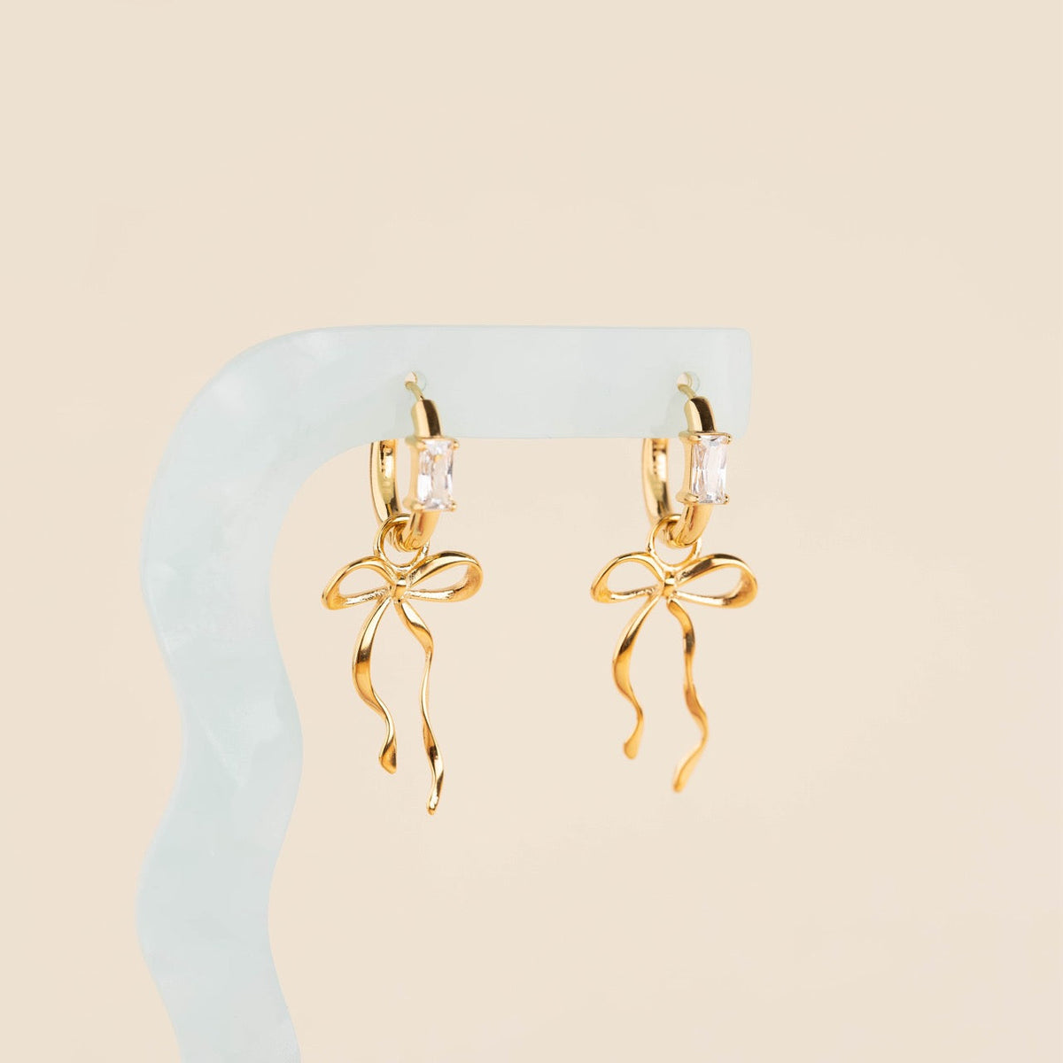 Dainty Bow Huggie Hoop Charms
