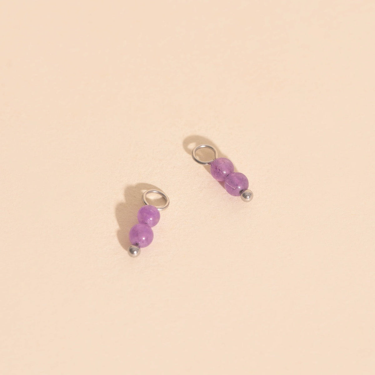 Lavender Bead Drop Huggie Hoop Charms