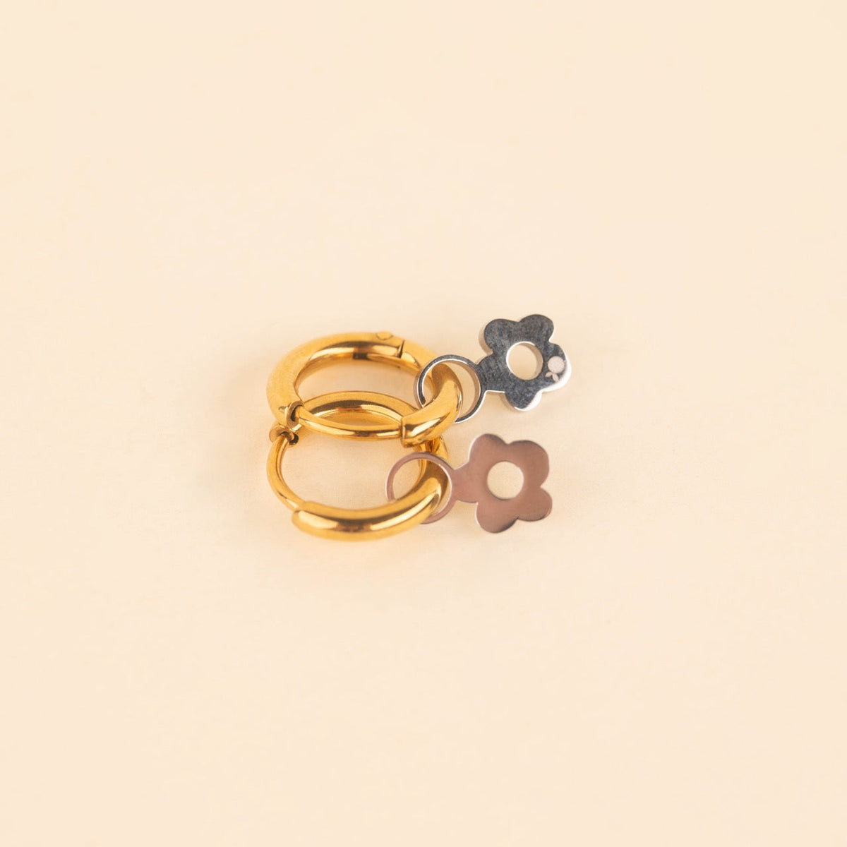 Mini Flower Huggie Hoop Charms
