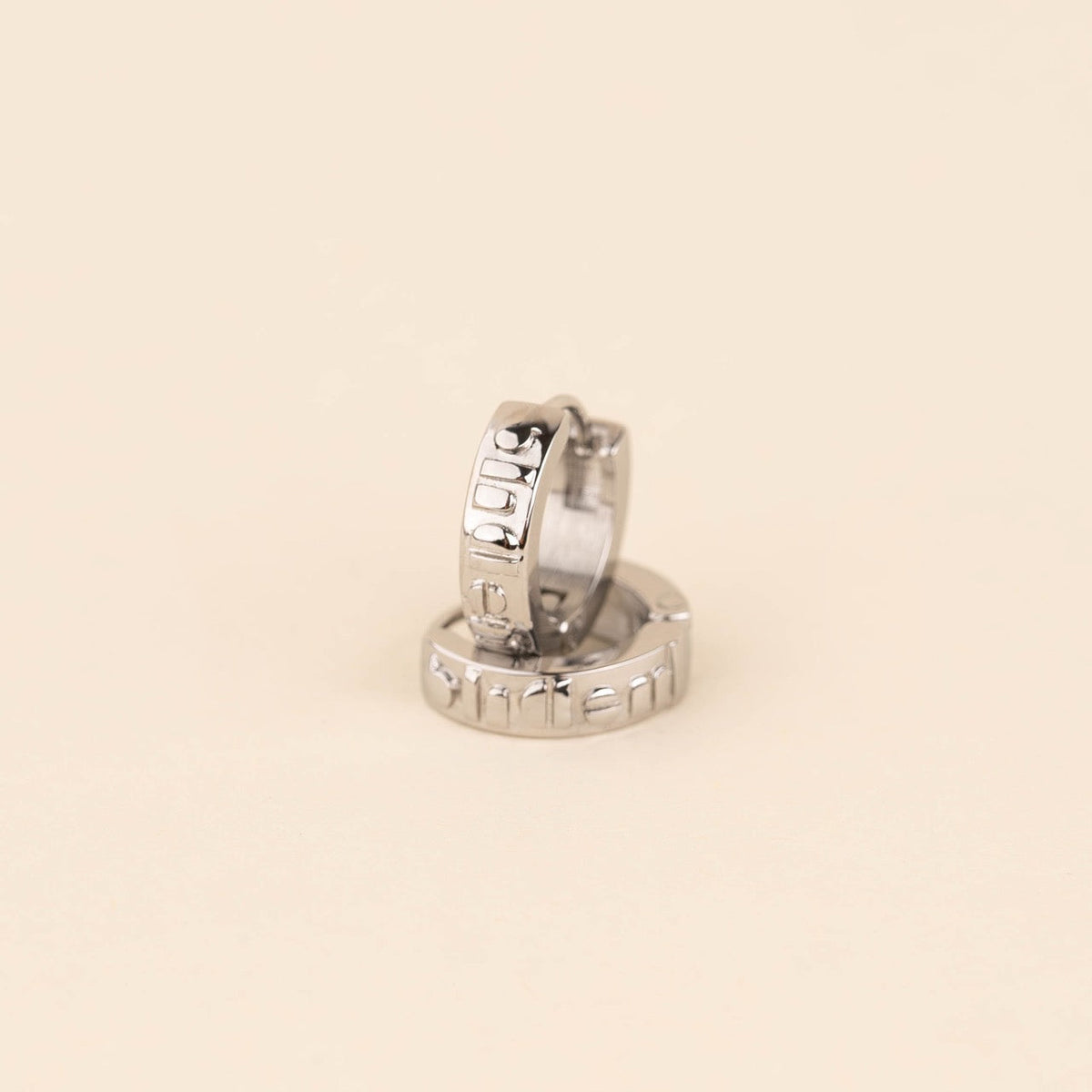 Oh Clem Logo Chunky Huggie Hoop Earrings