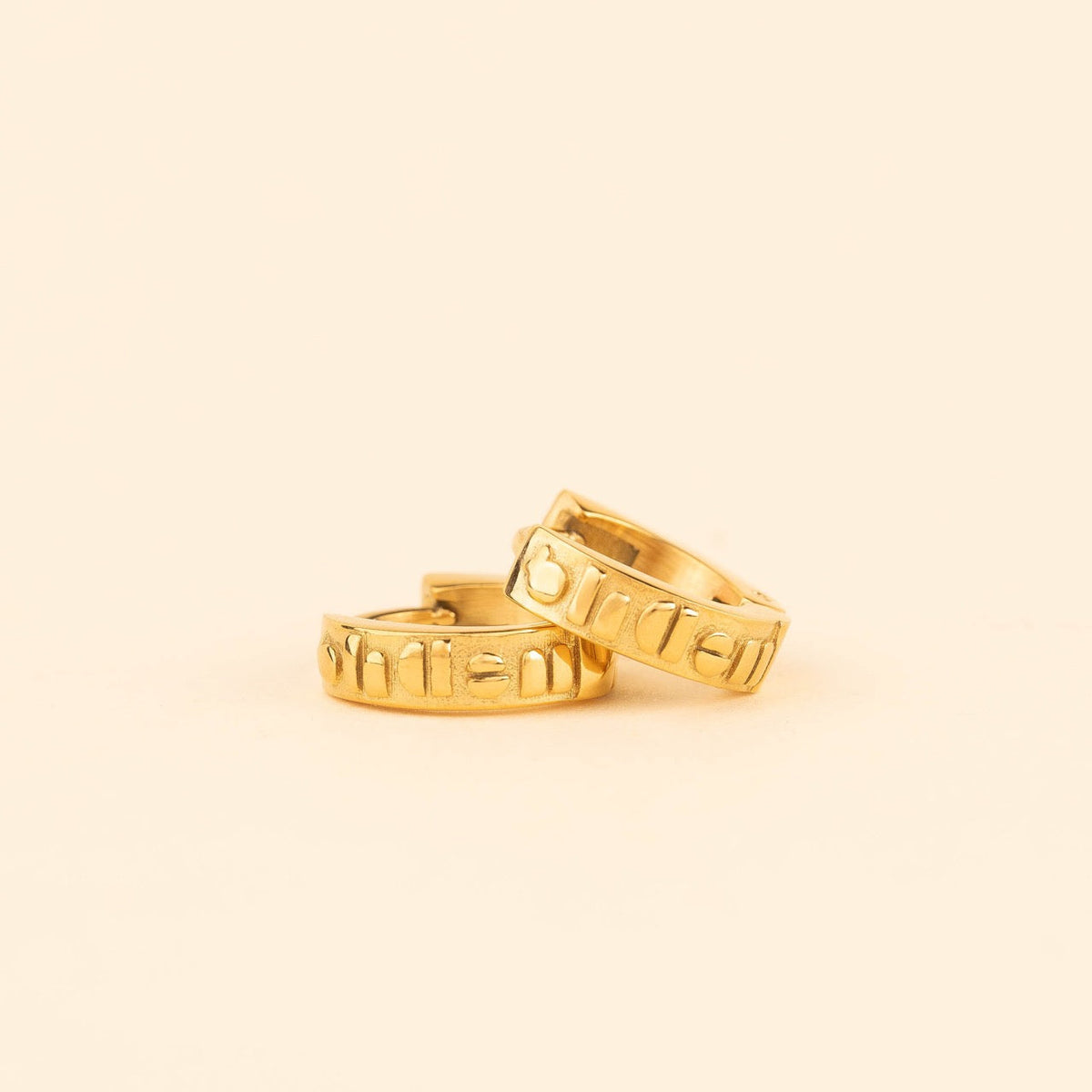 Oh Clem Logo Chunky Huggie Hoop Earrings