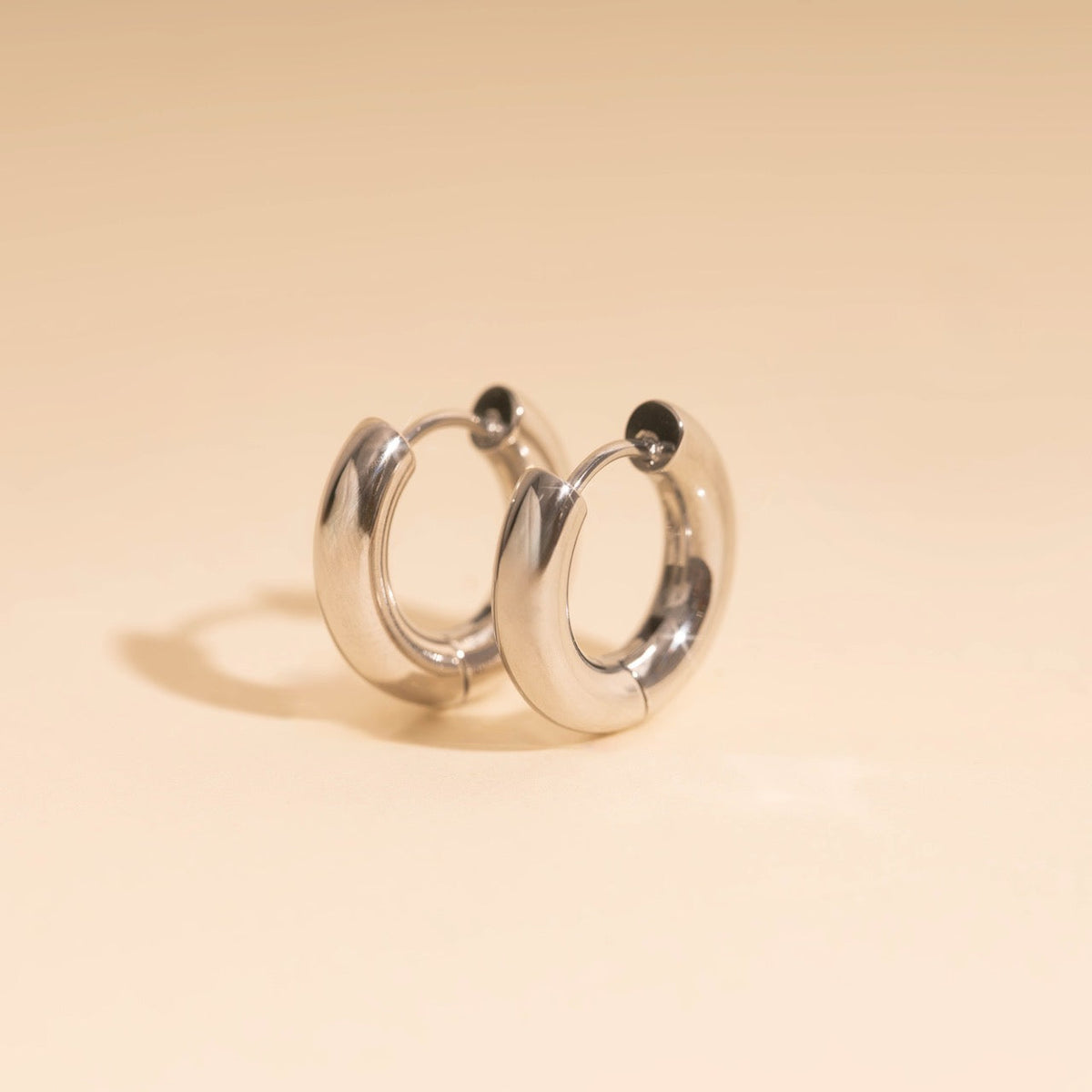 Titanium Chunky Rounded Huggie Hoop Earrings - FeatherTUFF™