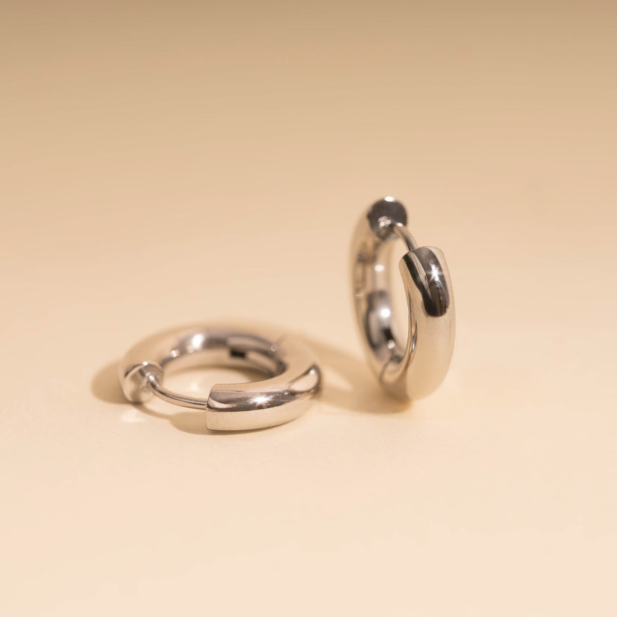 Titanium Chunky Rounded Huggie Hoop Earrings - FeatherTUFF™