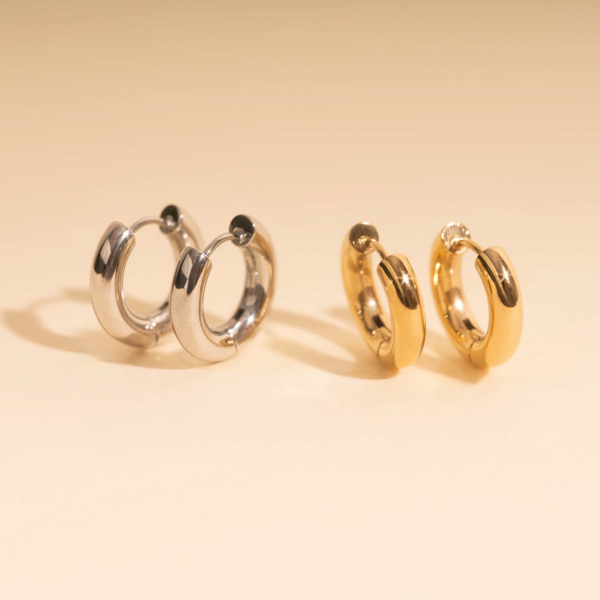 Titanium Chunky Rounded Huggie Hoop Earrings - FeatherTUFF™