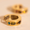 Gemstone Chunky Huggie Hoop Earrings 6