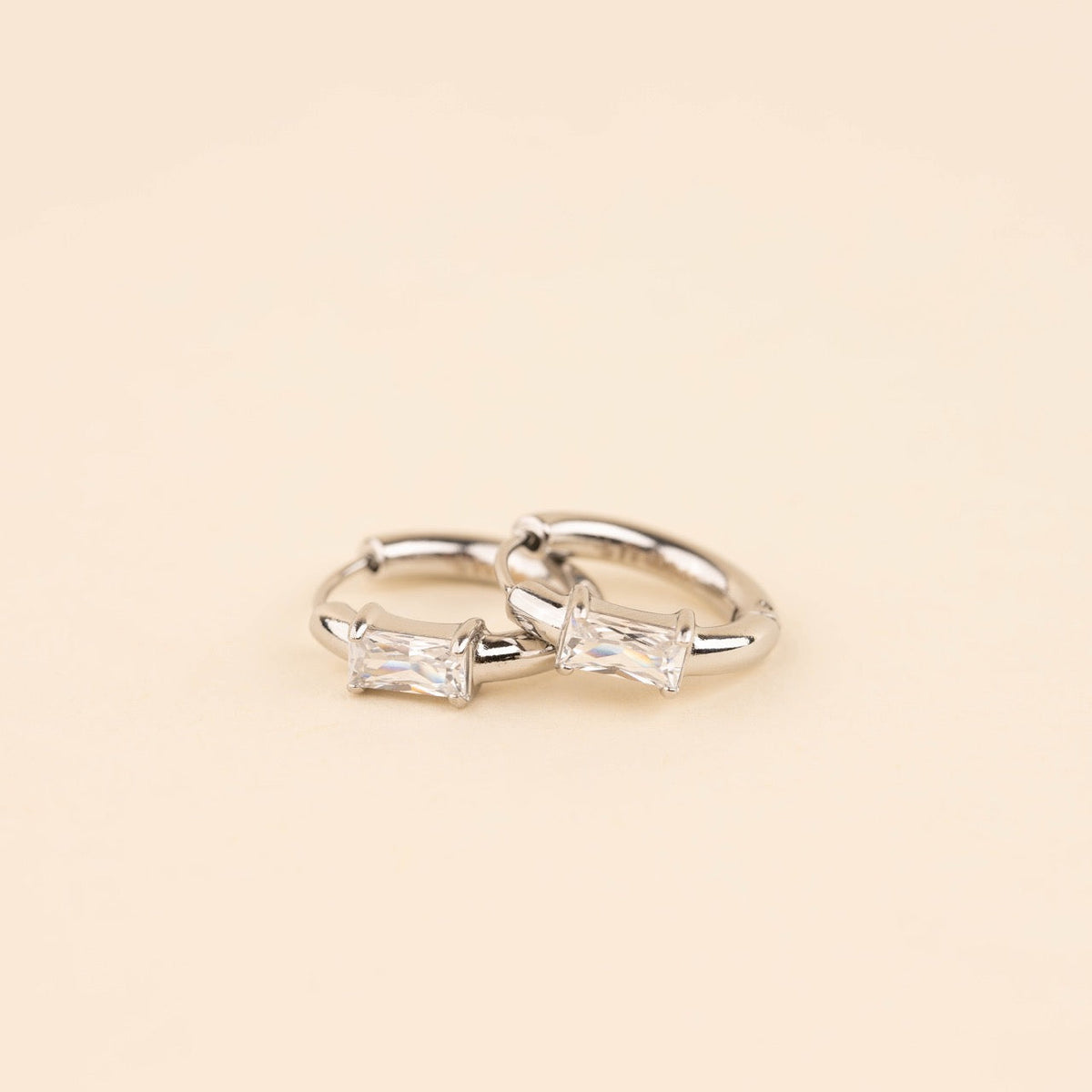 Baguette Crystal Rounded Huggie Hoop Earrings