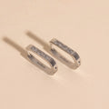 Crystal Oblong Huggie Hoop Earrings 1