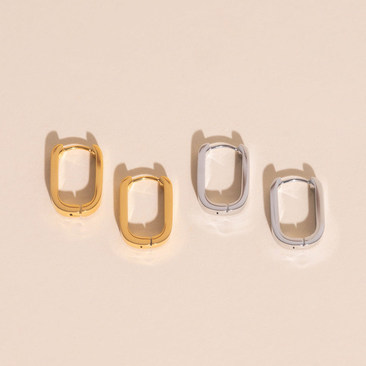 Titanium Smooth Oblong Huggie Hoop Earrings - FeatherTUFF™