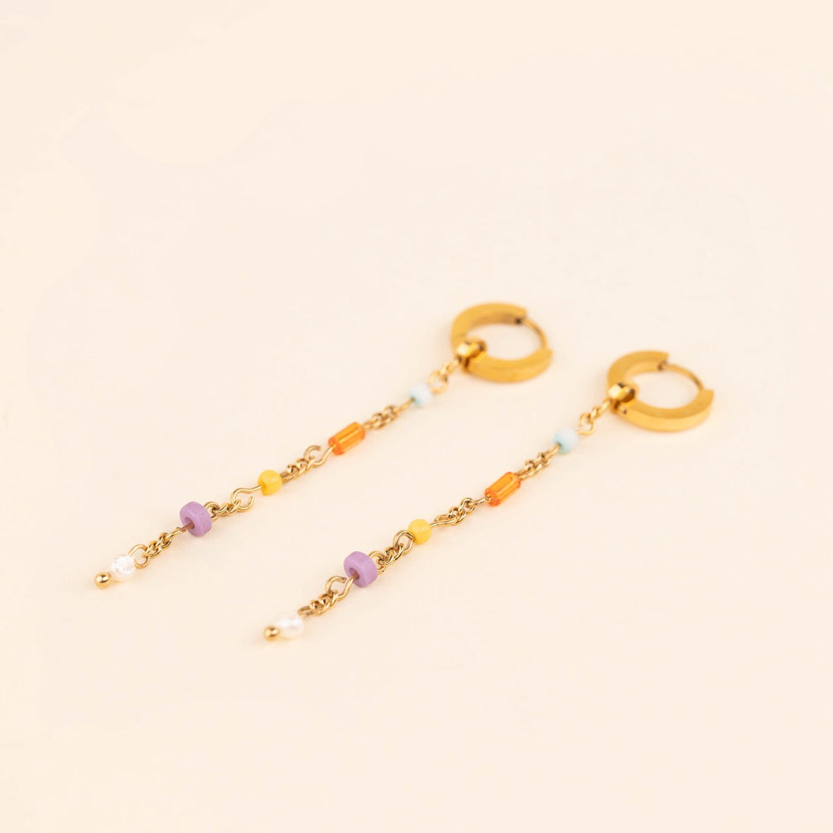 Bead Chain Huggie Hoop Charms