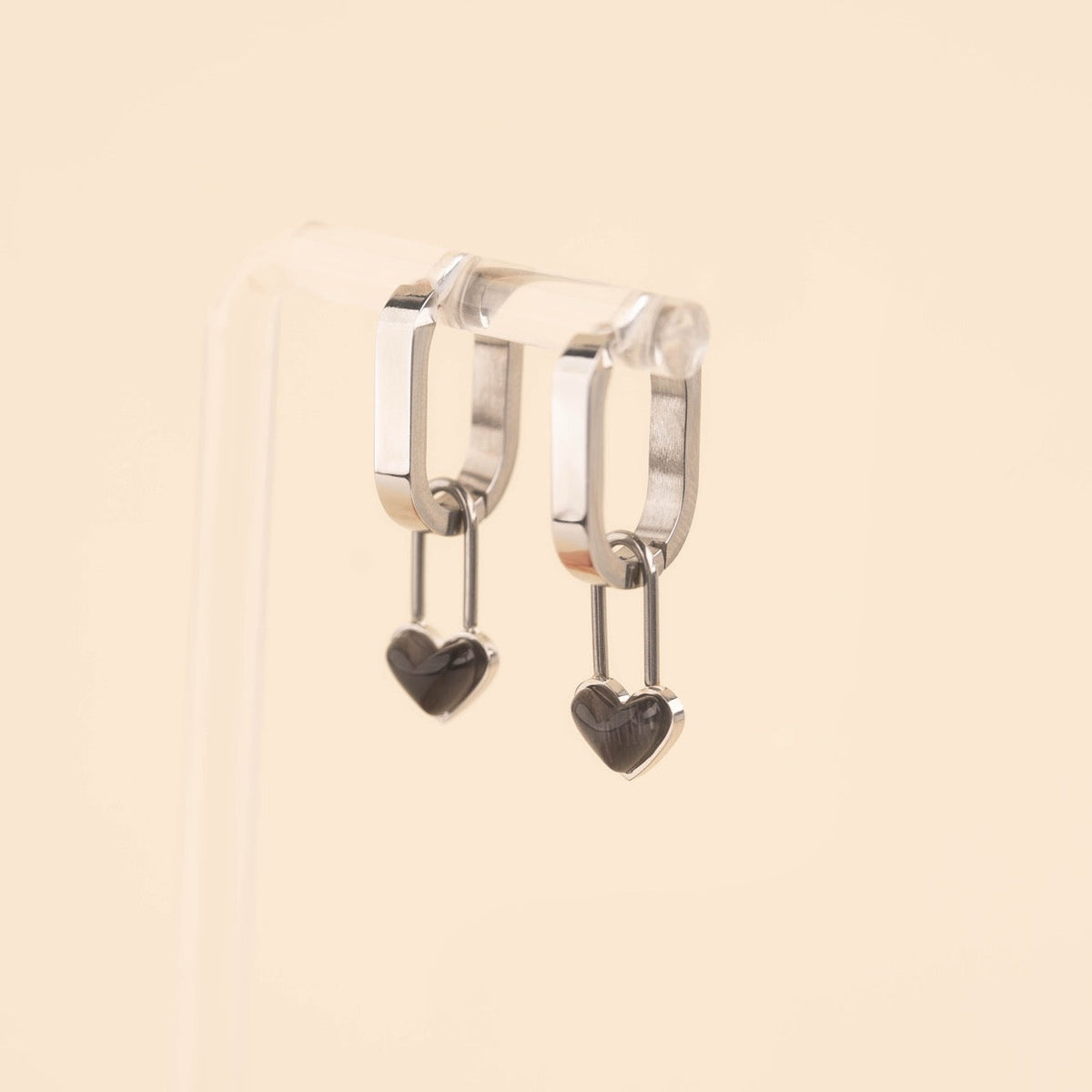 Paperclip Heart Huggie Hoop Charms