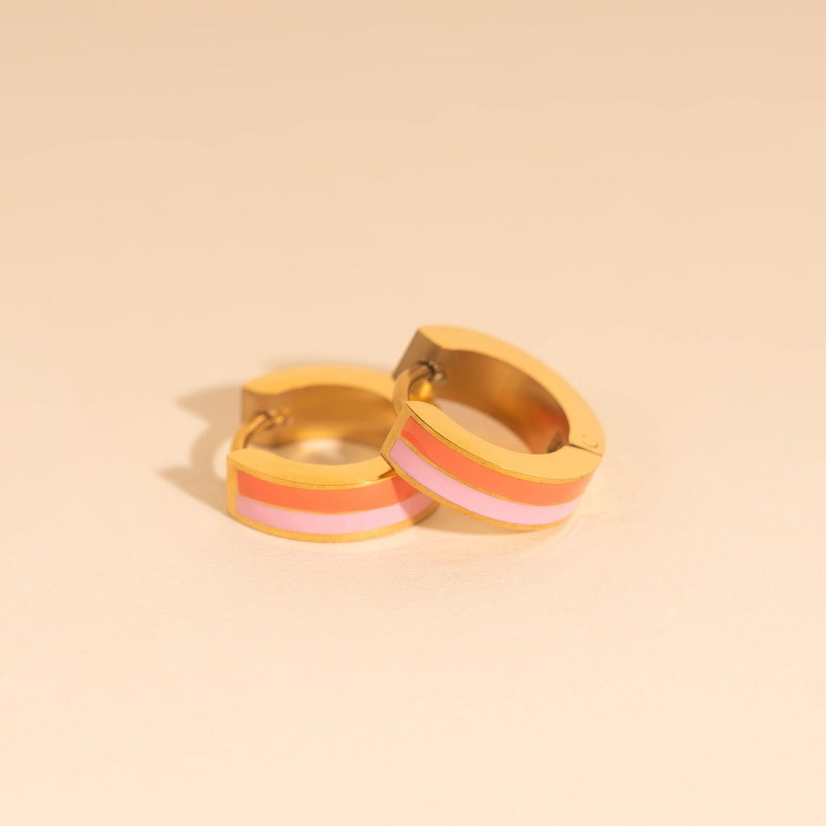 Striped Chunky Huggie Hoop Earrings