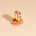Striped Chunky Huggie Hoop Earrings 10