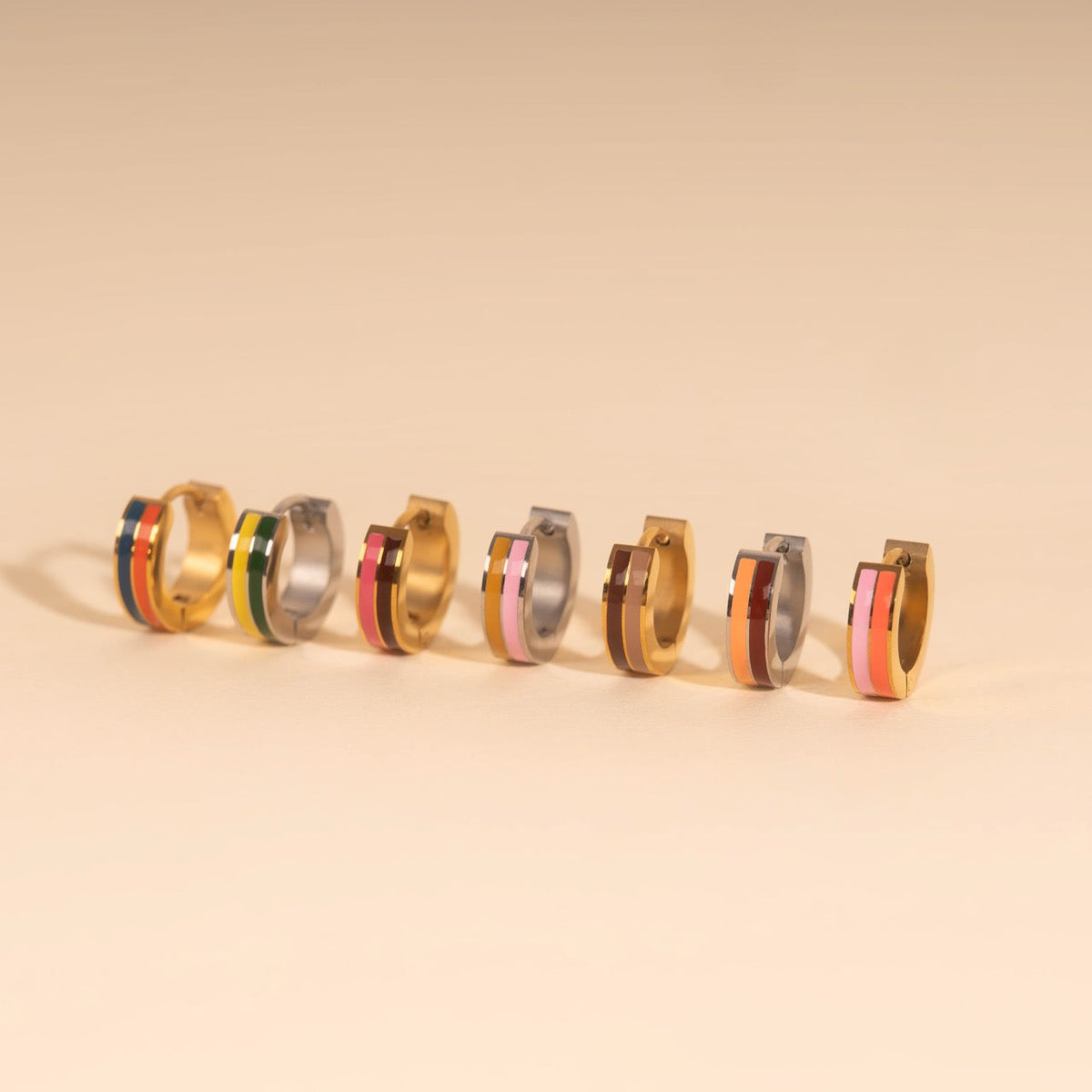 Striped Chunky Huggie Hoop Earrings