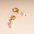 Ripple Pearl Huggie Hoop Charms 1
