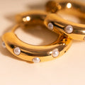Pearl Chunky Rounded Huggie Hoop Earrings 4