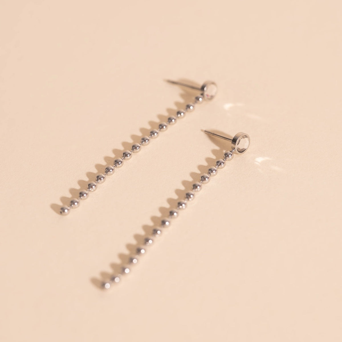 Crystal Bead Chain Stud Earrings