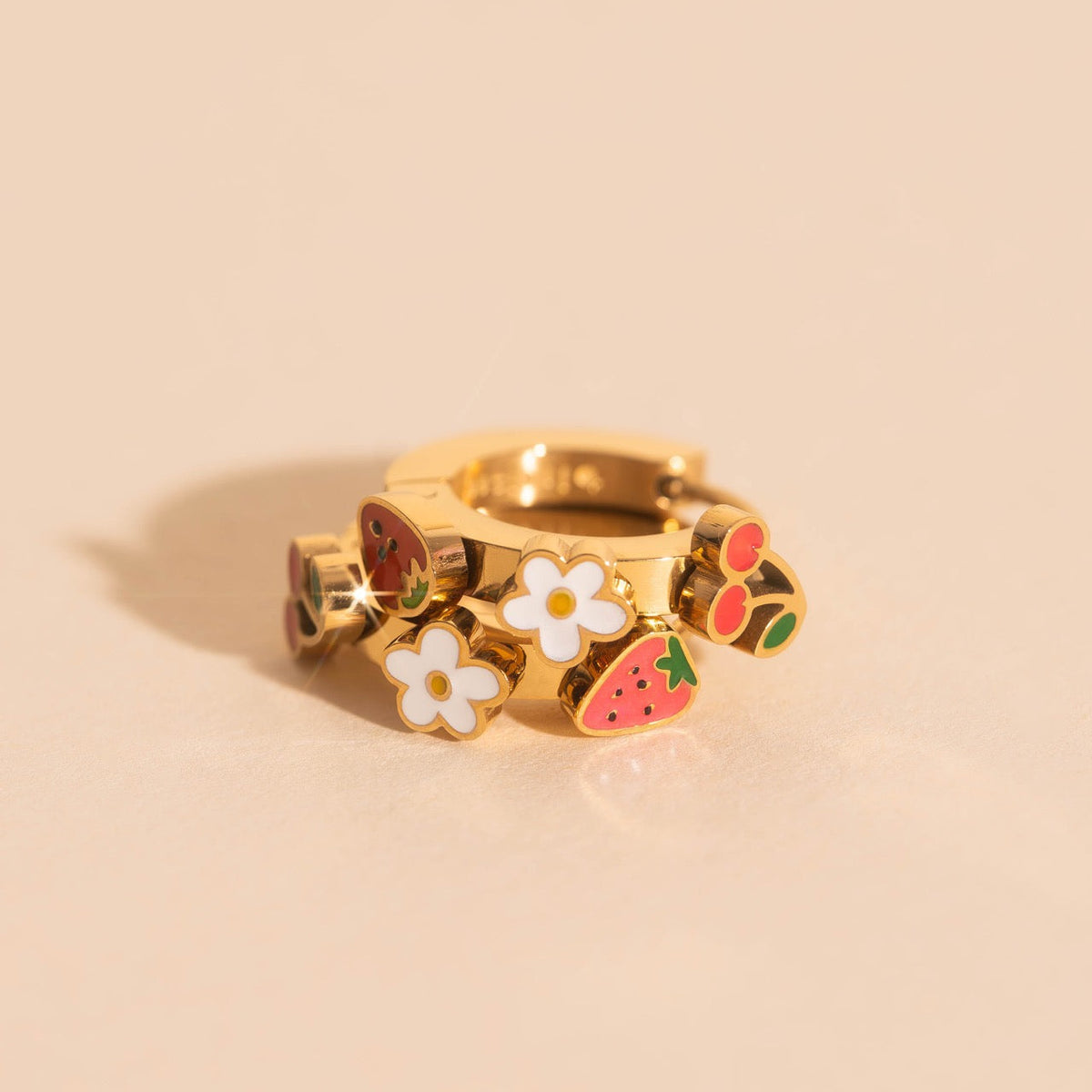 Berry Sweet 3D Huggie Hoop Earrings