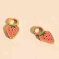 Mini Strawberry Huggie Hoop Charms 1