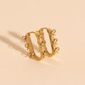 Stacked Rope Bow Oblong 3D Huggie Hoop Earrings 1