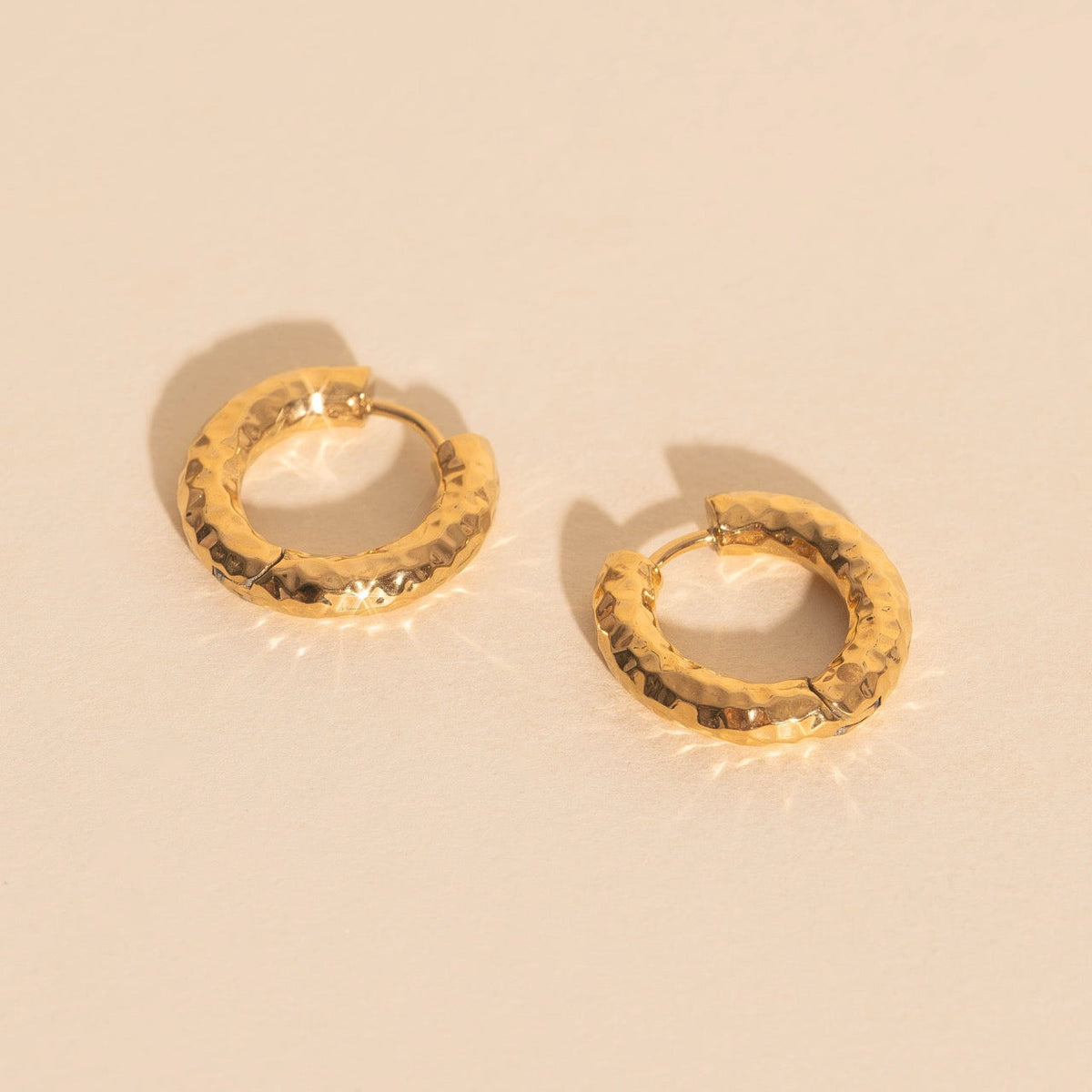 Hammered Chunky Rounded Huggie Hoop Earrings