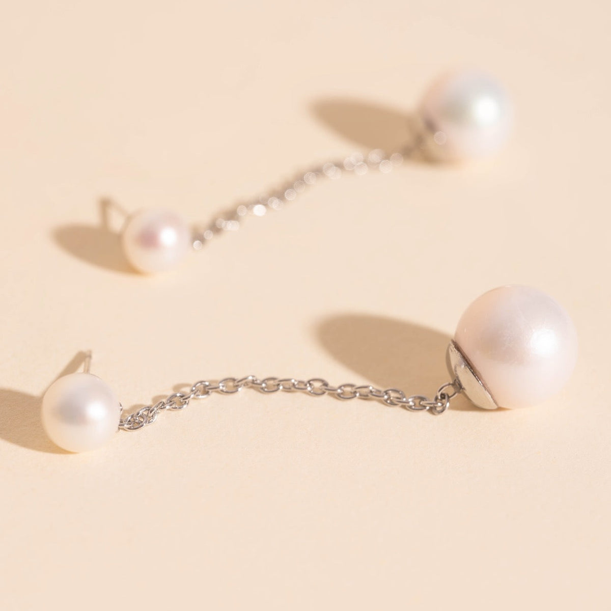 Pearl Line Stud Earrings