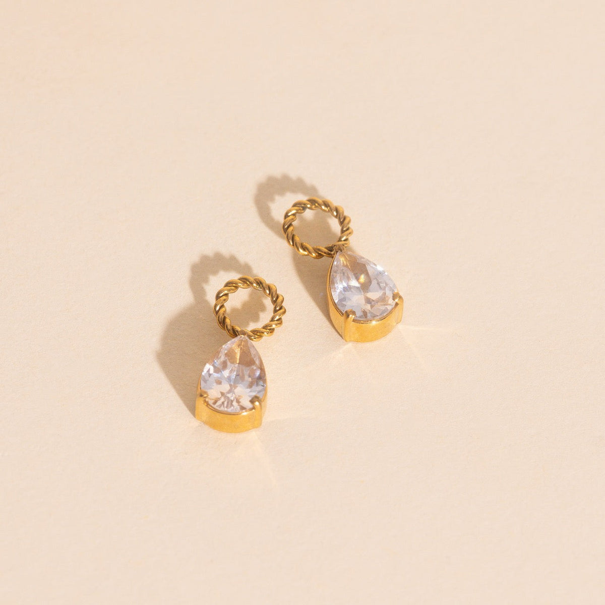 Crystal Pear Huggie Hoop Charms
