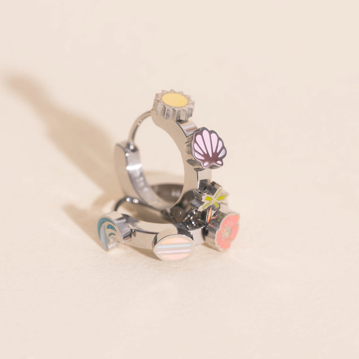 Beach 3D Huggie Hoop Earrings