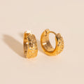 Heirloom Etch Teardrop Super Chunky Huggie Hoop Earrings 1