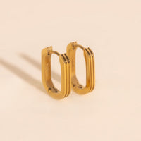 Oblong Line Huggie Hoop Earrings