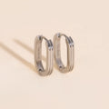 Oblong Line Huggie Hoop Earrings 5
