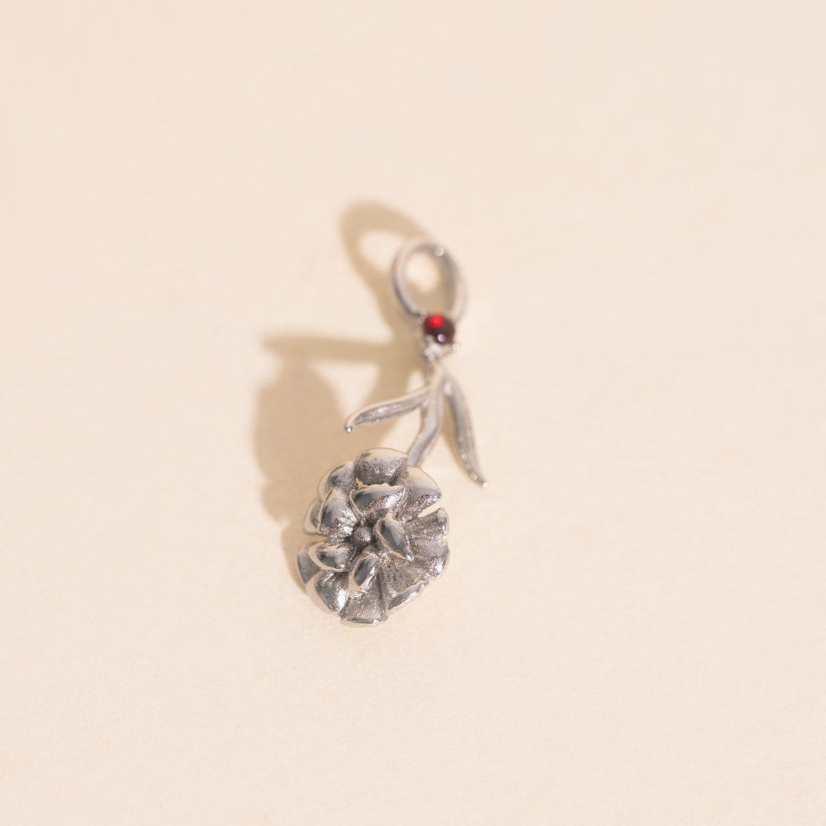 January Carnation Birth Flower Necklace Charm