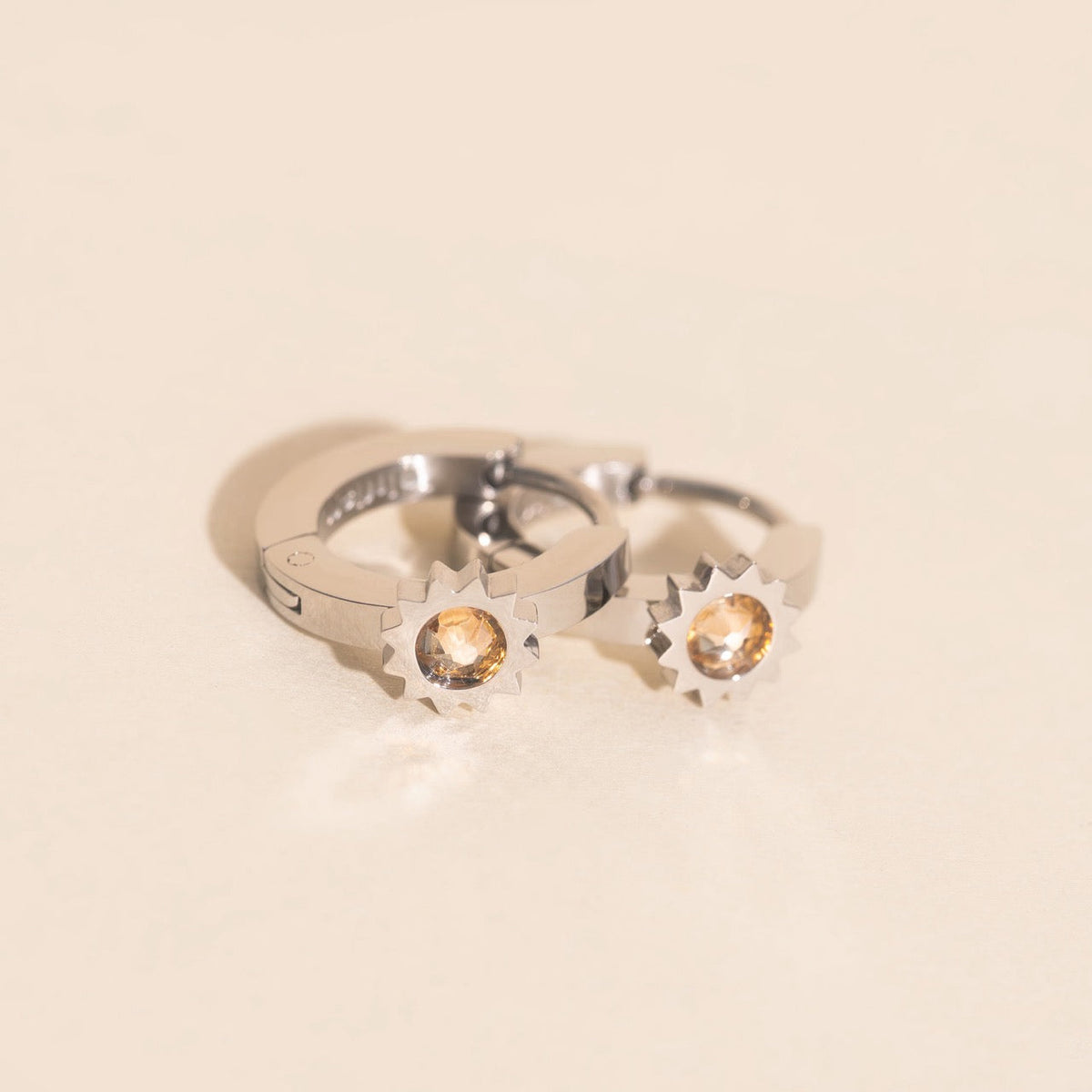 Sun 3D Huggie Hoop Earrings