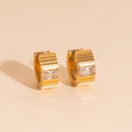 Textured Crystal Super Chunky Huggie Hoop Earrings 1