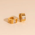 Textured Crystal Super Chunky Huggie Hoop Earrings 2
