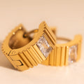 Textured Crystal Super Chunky Huggie Hoop Earrings 4