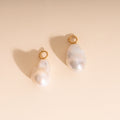 Jumbo Baroque Natural Pearl Huggie Hoop Charms 1
