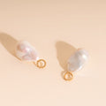 Jumbo Baroque Natural Pearl Huggie Hoop Charms 2