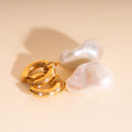 Jumbo Baroque Natural Pearl Huggie Hoop Charms 4