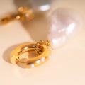 Jumbo Baroque Natural Pearl Huggie Hoop Charms 5