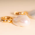 Jumbo Baroque Natural Pearl Huggie Hoop Charms 6