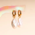 Jumbo Baroque Natural Pearl Huggie Hoop Charms 7