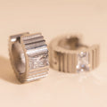 Textured Crystal Super Chunky Huggie Hoop Earrings 8