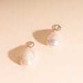 Jumbo Baroque Natural Pearl Huggie Hoop Charms 10