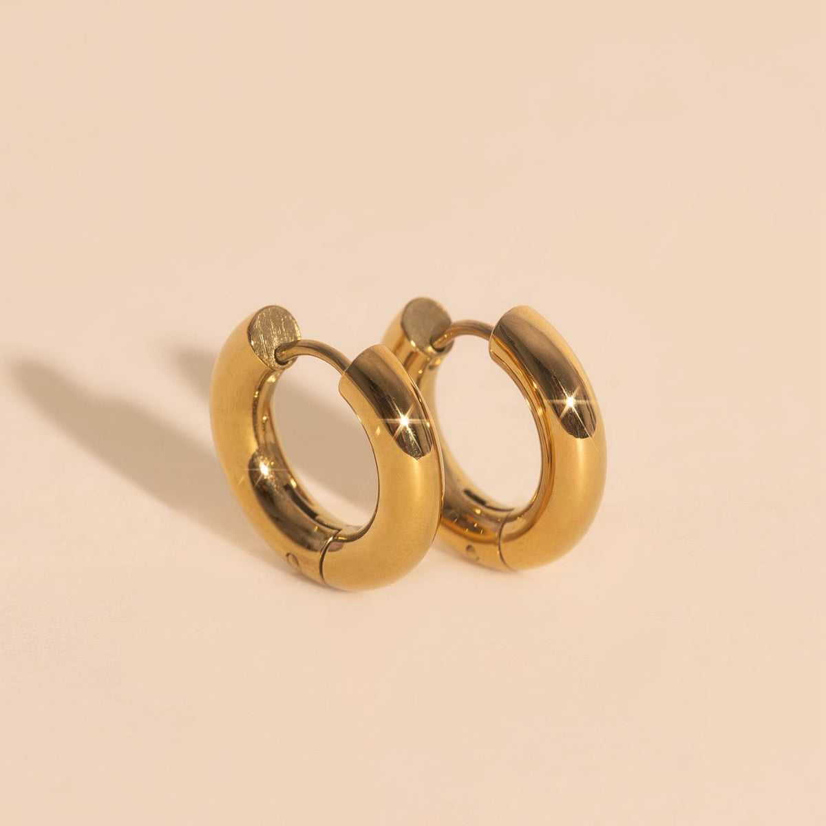Titanium Chunky Rounded Huggie Hoop Earrings - FeatherTUFF™